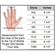 PGX Mint Freeze batting gloves size chart for youth and adult players