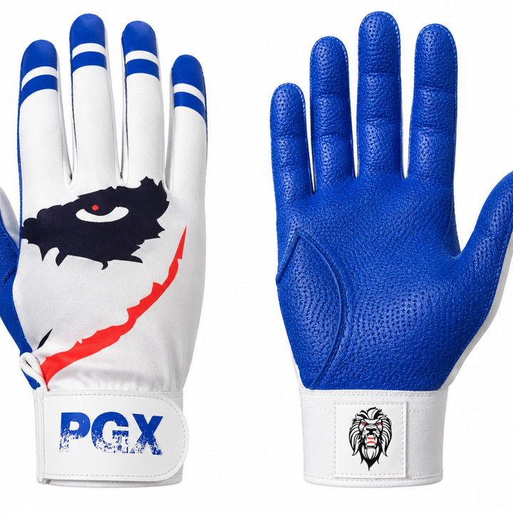 Cool Blue Smiley Regular Cuff Baseball Batting Gloves