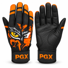 PGX Eye of the Tiger batting gloves backhand and black palm