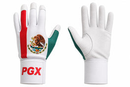 PGX Mexico long cuff batting gloves front and white grip palm