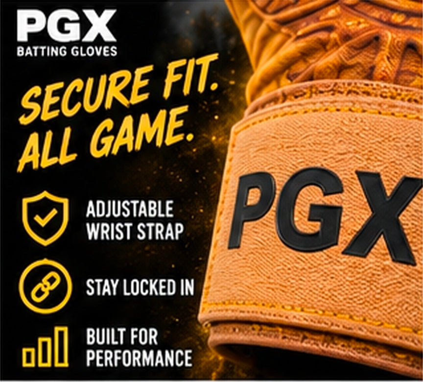 Close-up of the PGX Power Stones adjustable wrist strap and gold glove cuff