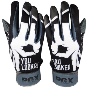 Youth "YOU LOOKED" Batting gloves Black/Grey - PRIMAL BASEBALL
